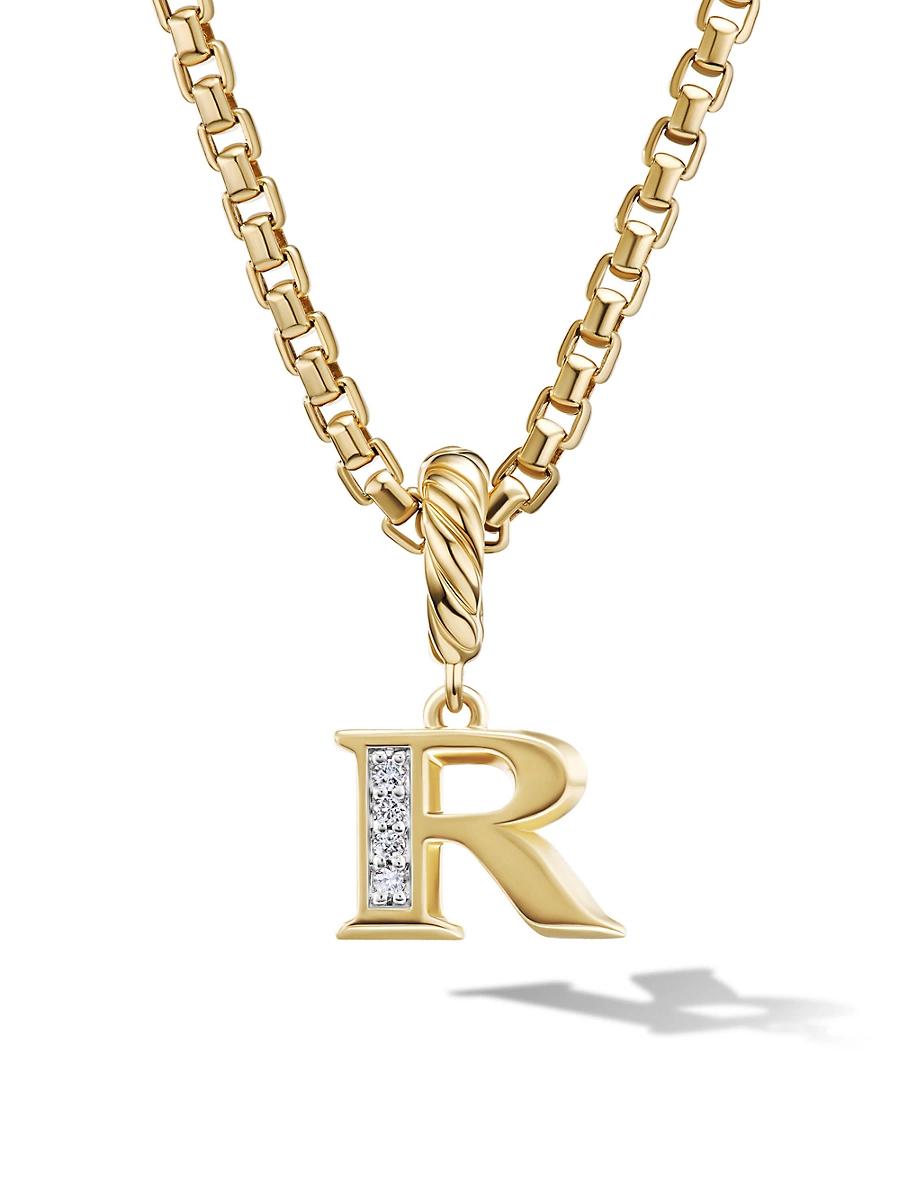 Womens Pav Initial Pendant in 18K Yellow Gold Product Image