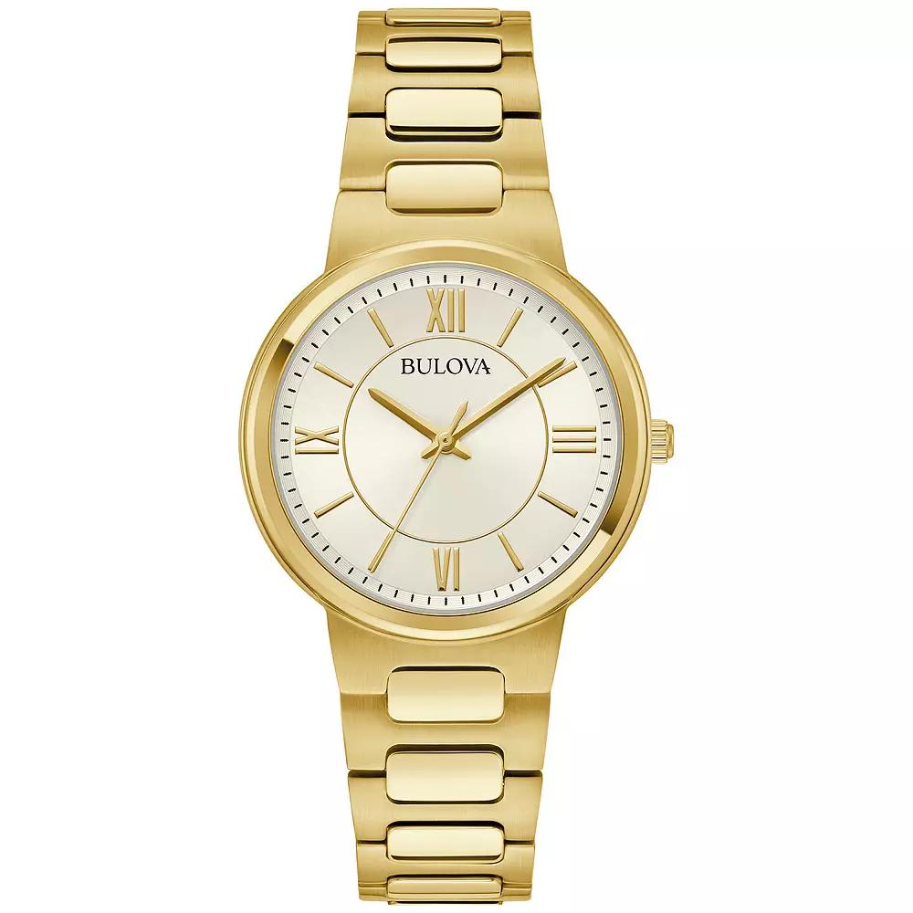 Bulova Womens Gold Tone Stainless Steel Roman Accent Dial Bracelet Watch Product Image