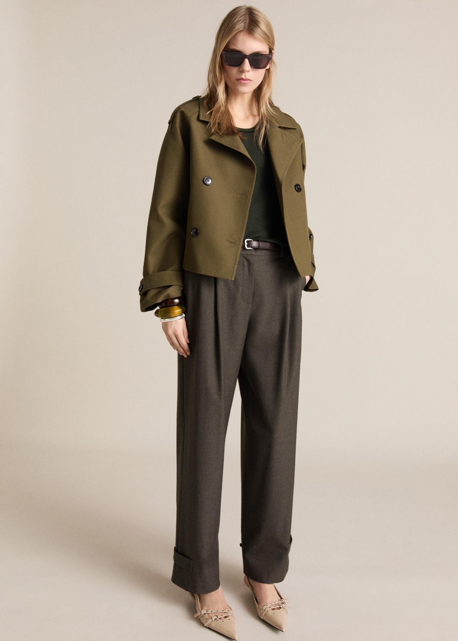 Ribbed top with contrasting trim - Women | MANGO USA Product Image