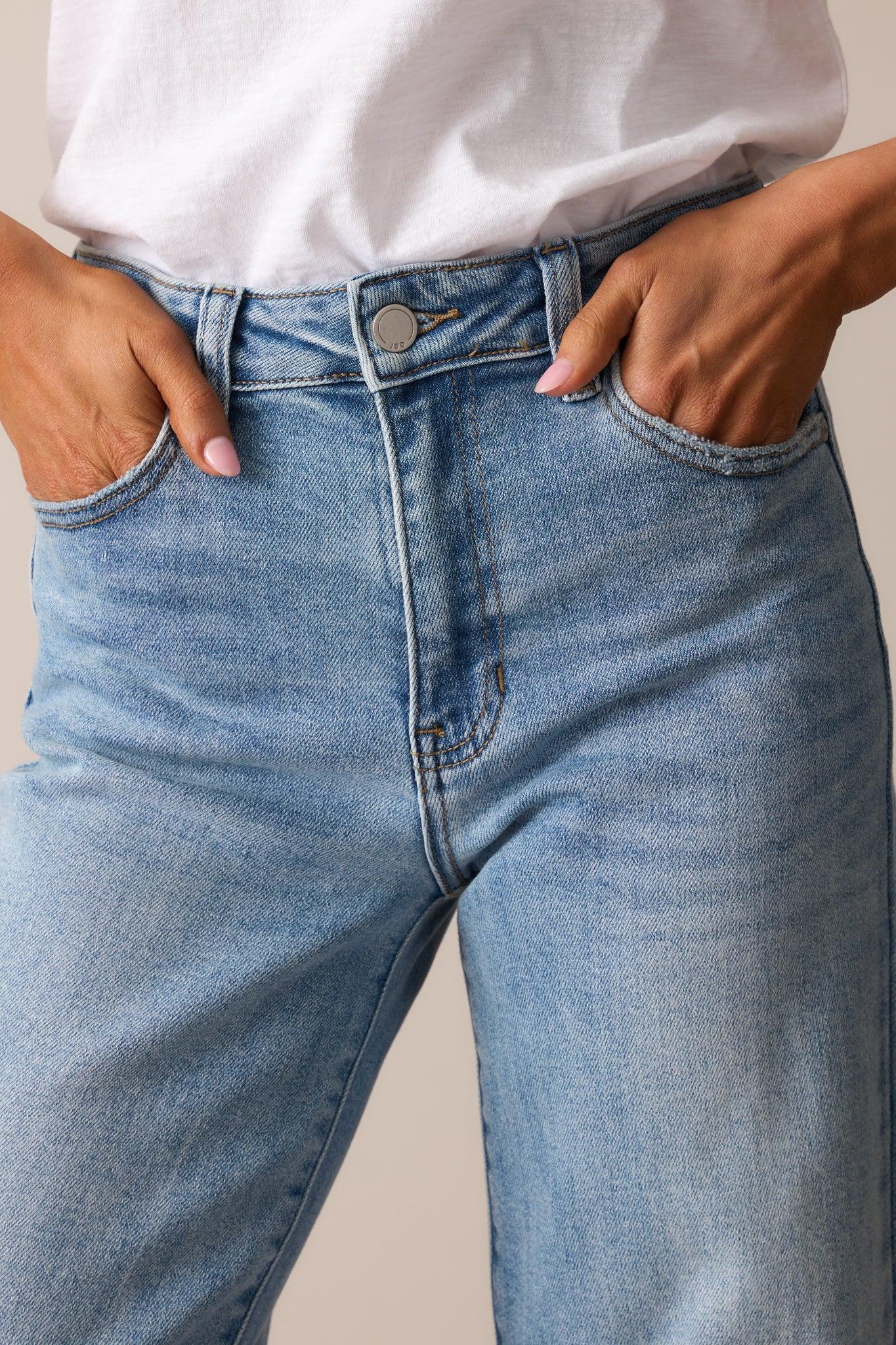 Already On It Light Wash Wide Leg Jeans Product Image