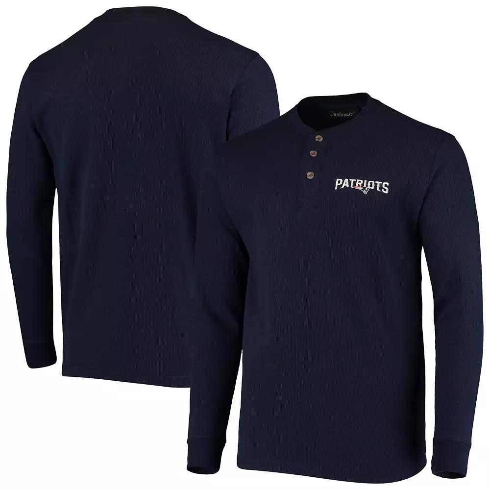 Men's Dunbrooke Navy New England Patriots Logo Maverick Thermal Henley Long Sleeve T-Shirt,  Product Image