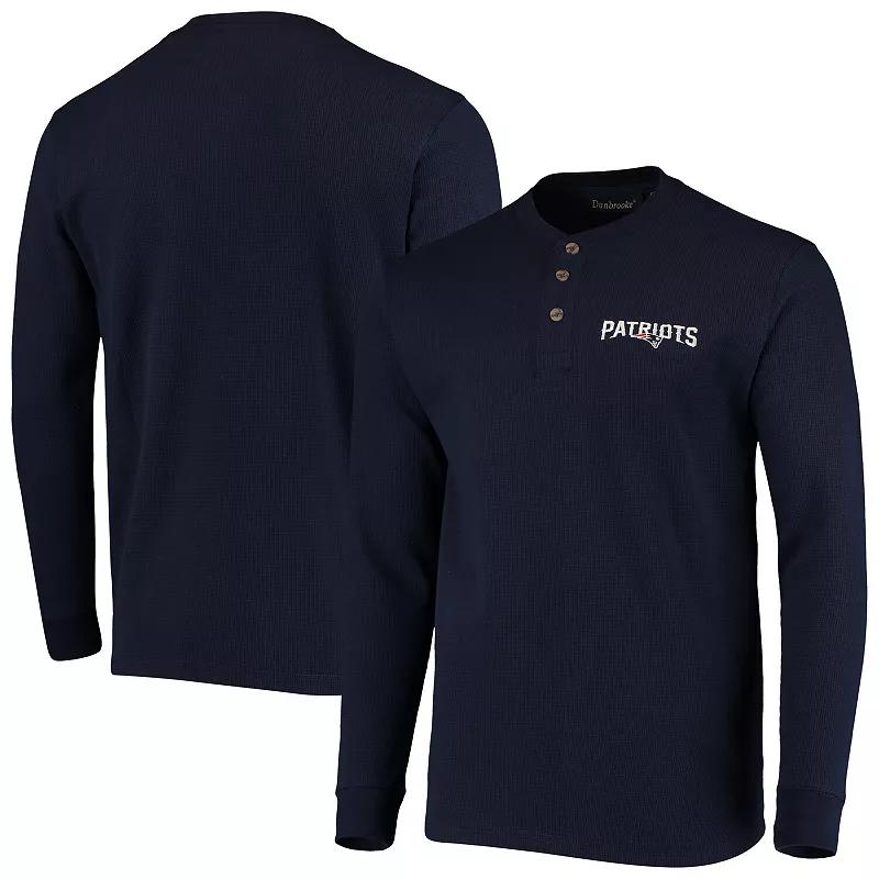 Men's Dunbrooke Navy New England Patriots Logo Maverick Thermal Henley Long Sleeve T-Shirt,  Product Image