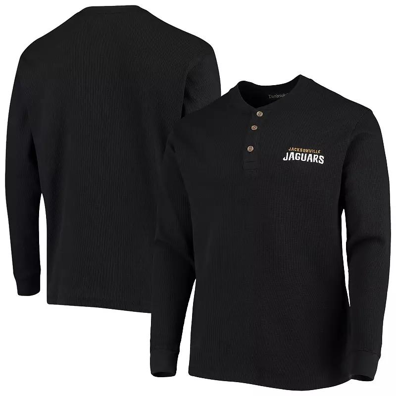 Men's Dunbrooke Black Jacksonville Jaguars Logo Maverick Thermal Henley Long Sleeve T-Shirt,  Product Image