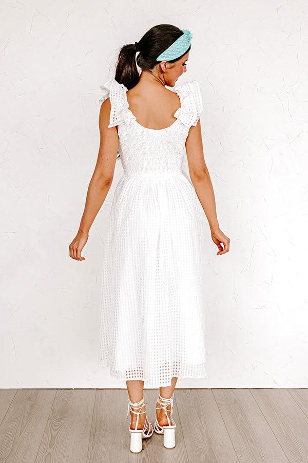 Divine Downtime Gingham Midi In White Product Image