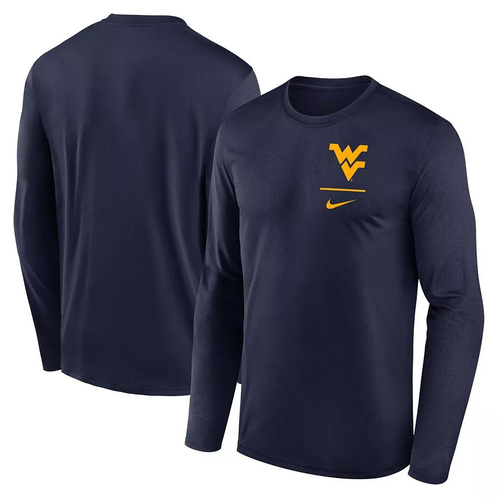 Men's Nike Navy West Virginia Mountaineers Primary Stack Legend Long Sleeve T-Shirt,  Product Image