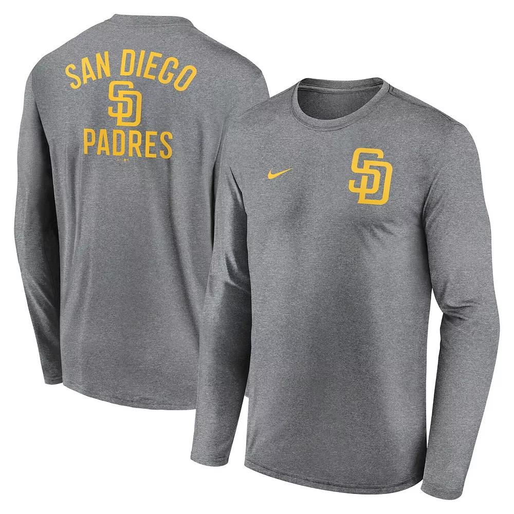 Men's Nike Heather Charcoal San Diego Padres 2-Hit Legend Performance Long Sleeve T-Shirt,  Product Image