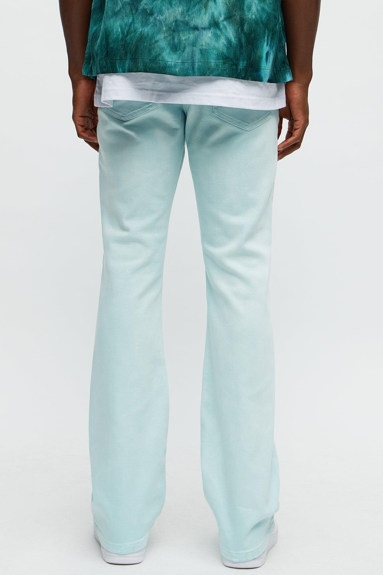 Stacked Skinny Flare Meet Me Halfway Ripped Jeans - Teal/combo Product Image