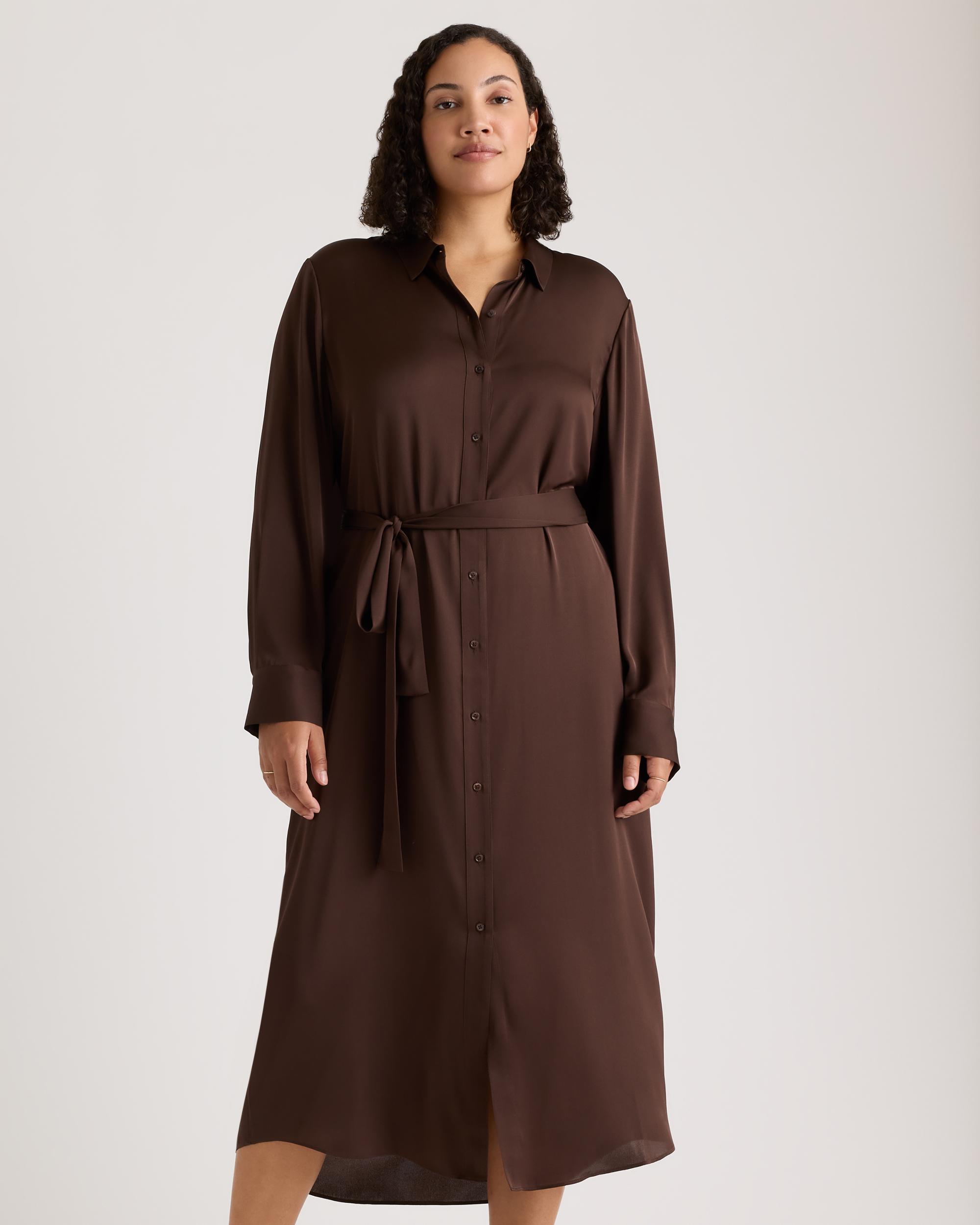 Quince | Women's Washable Stretch Silk Maxi Shirt Dress Size XL Product Image