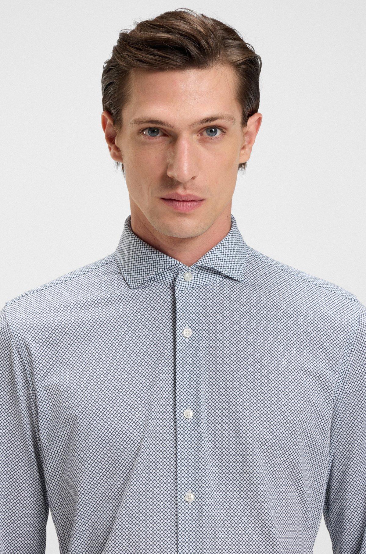 Printed slim-fit shirt in Italian-made performance-stretch jersey Product Image