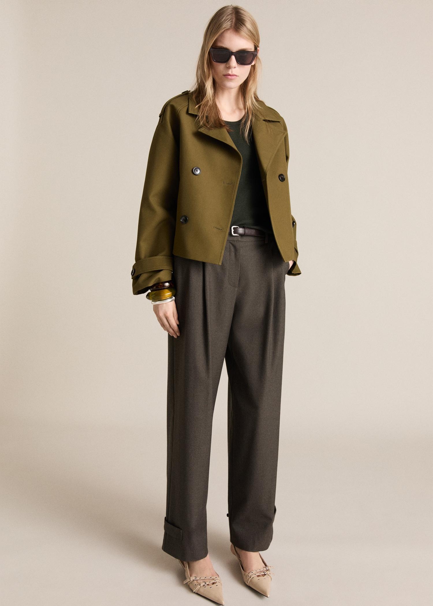 Ribbed top with contrasting trim - Women | MANGO USA Product Image