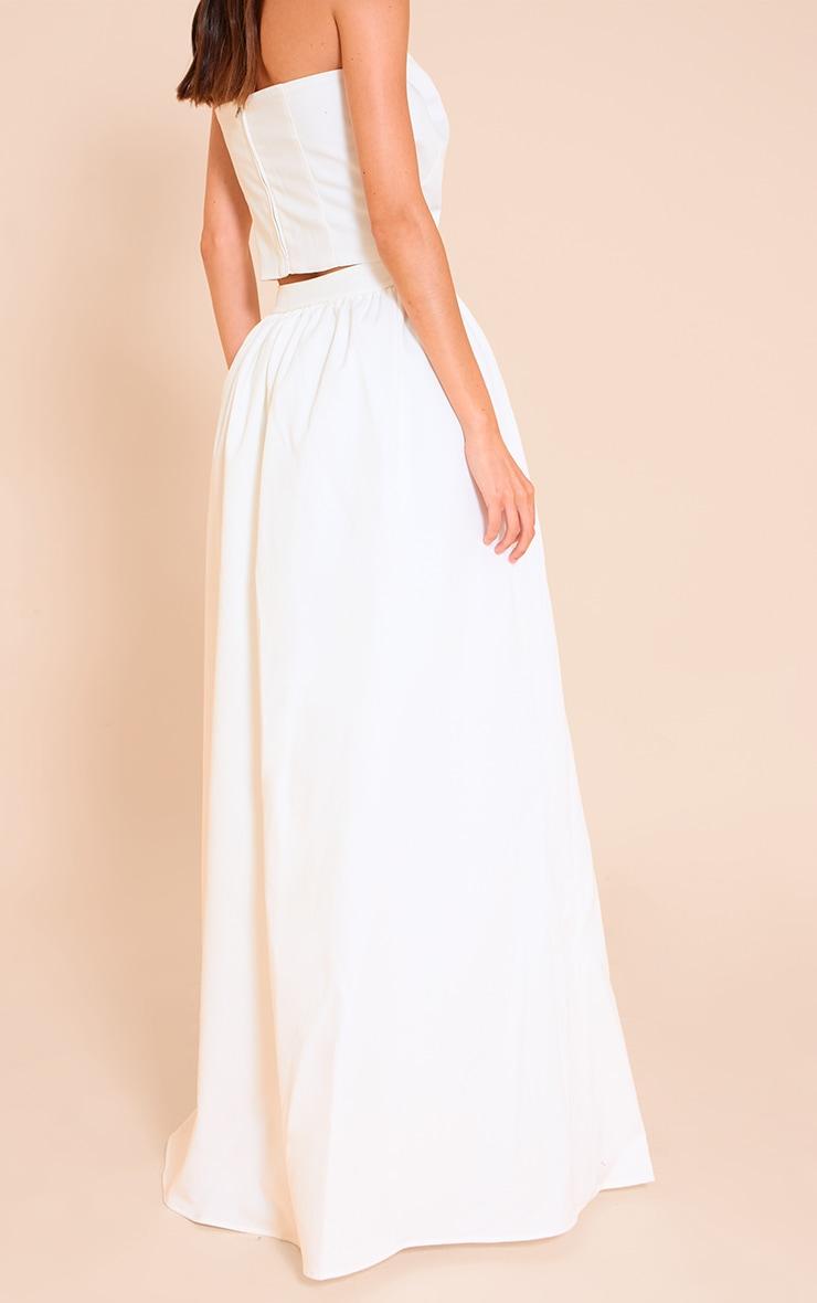 White Woven Band Detail Pleated Maxi Skirt Product Image