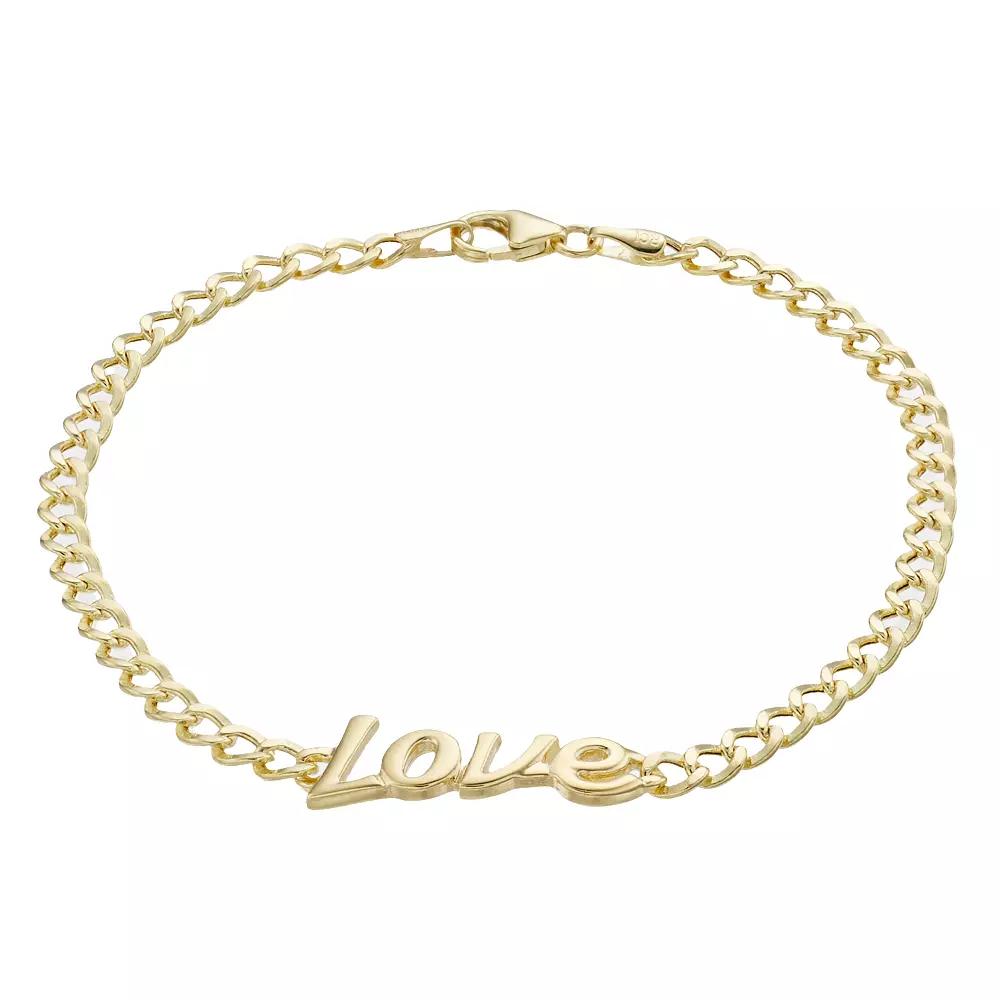 14k Gold Love Curb Chain Bracelet, Women's, Size: 7" Product Image