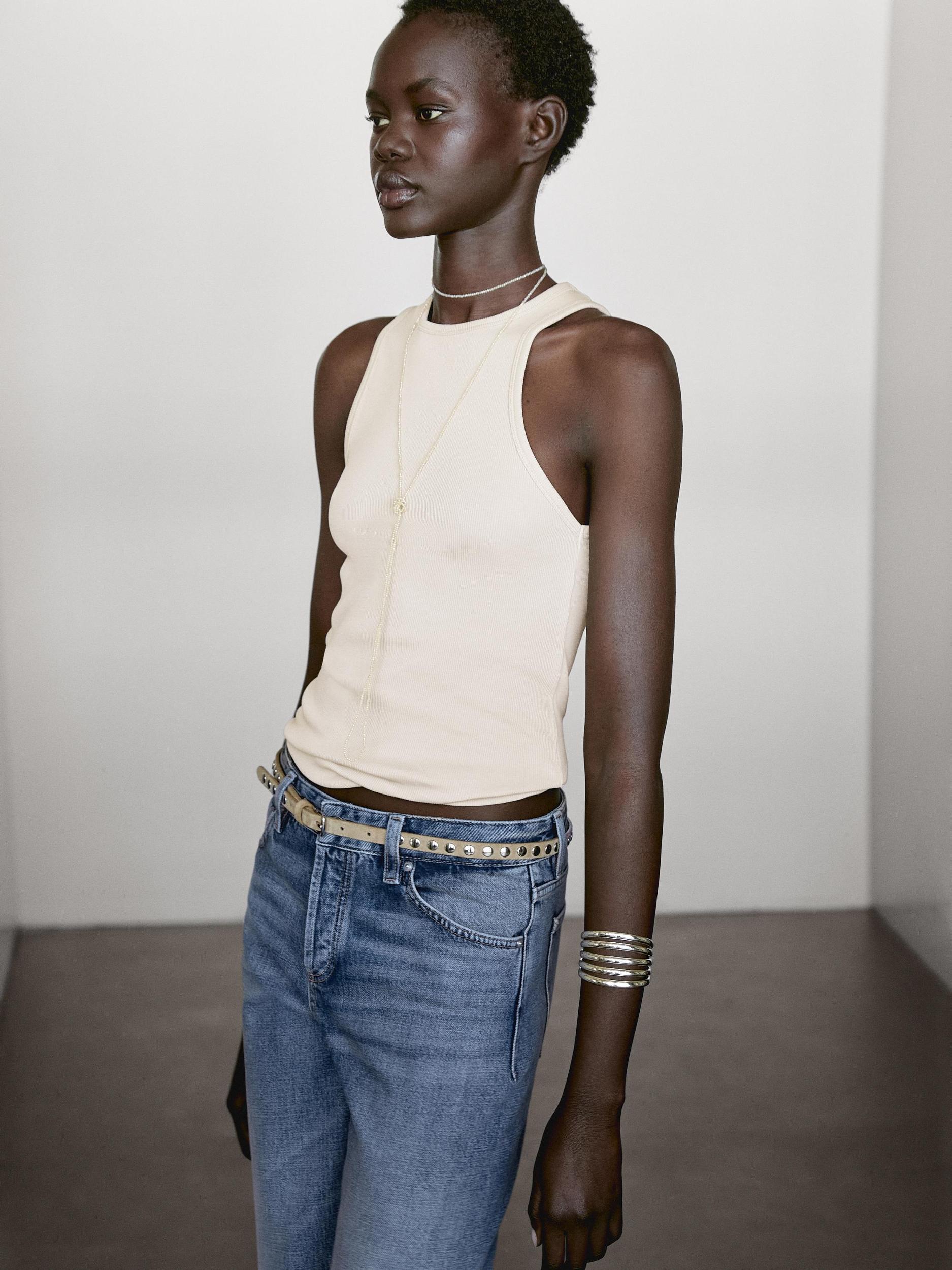 Cotton blend halter-neck top Product Image