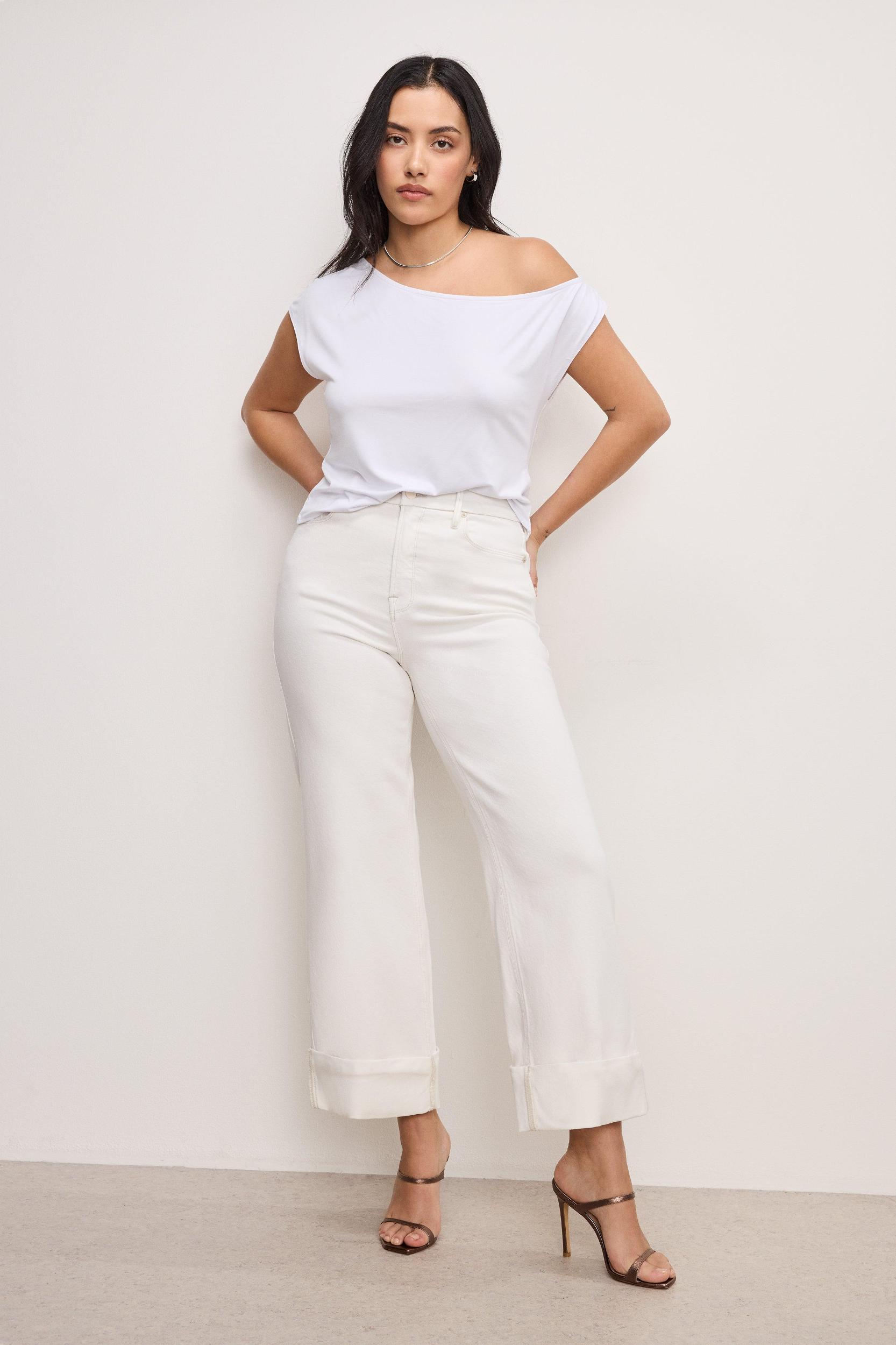 SOFT TECH GOOD SKATE WIDE CROPPED JEANS | CLOUD WHITE Product Image