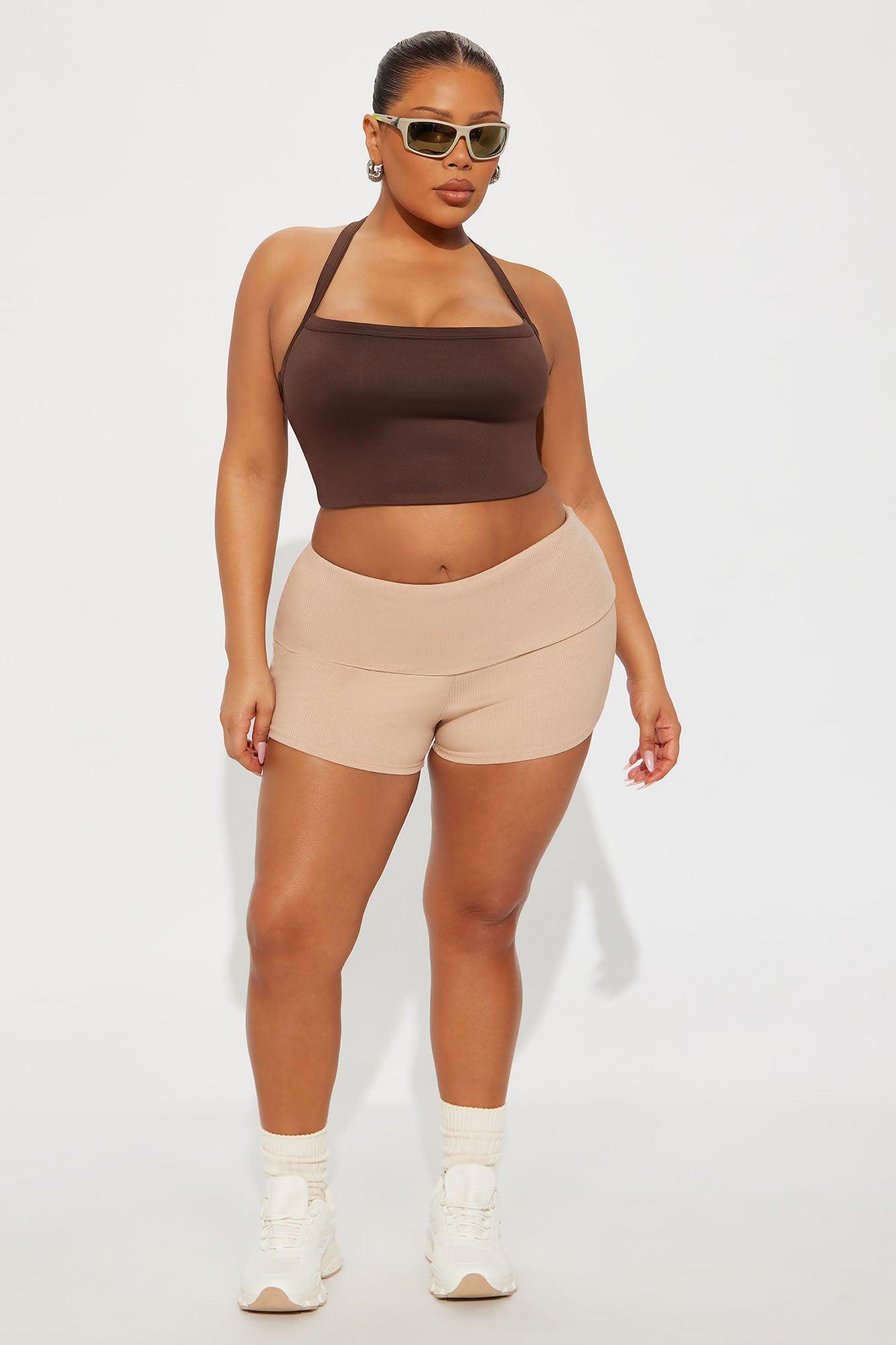 Contour Double Lined Cropped Halter Top - Red Female Product Image