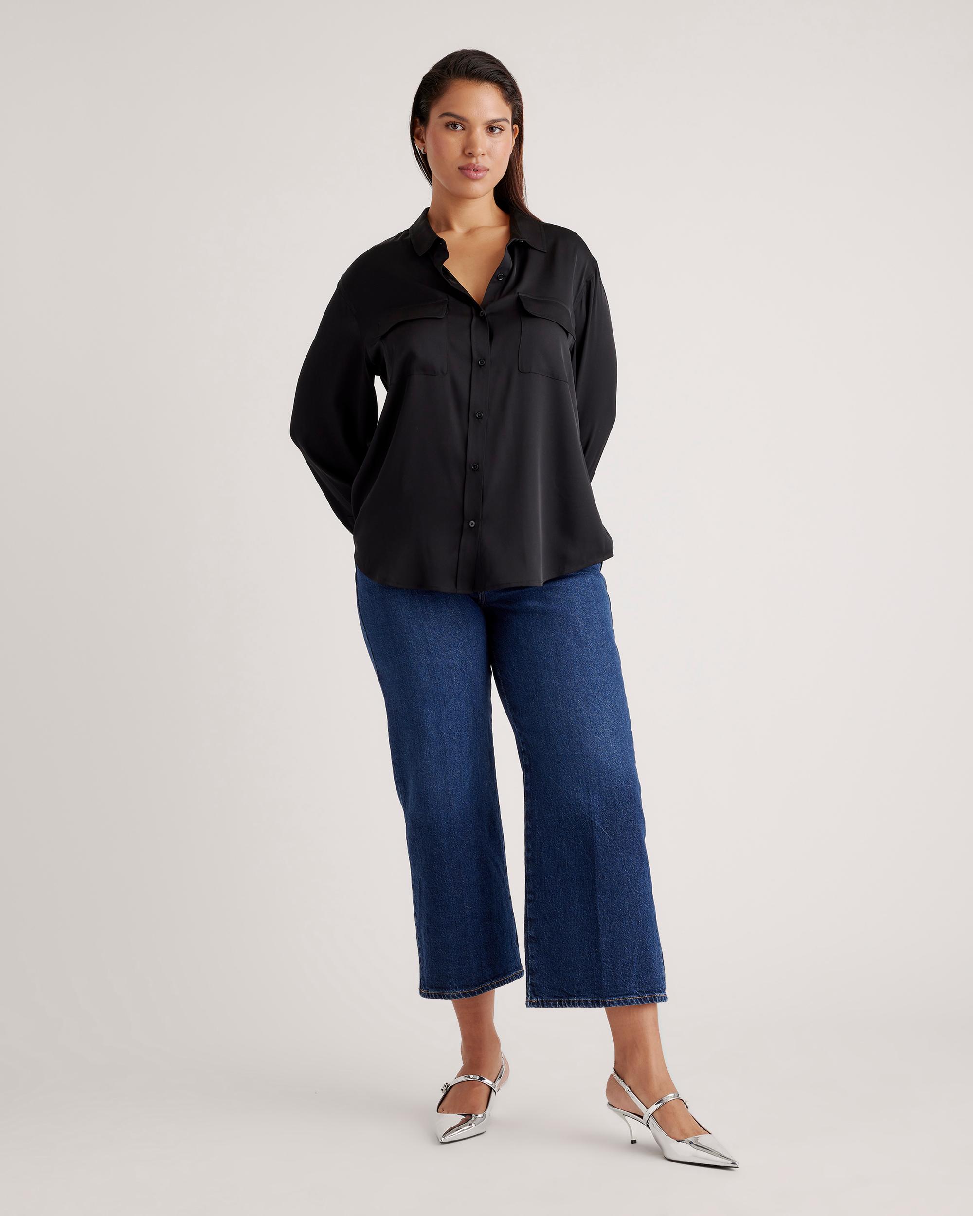Quince | Women's Washable Stretch Silk Utility Long Sleeve Blouse Product Image