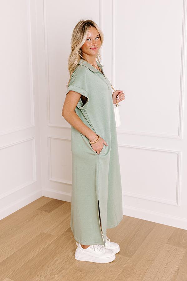 Cue The Casual T-shirt Midi Dress in Sage Product Image