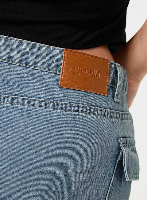 Zakai Cargo Denim Mini Skirt Light Blue Denim Curve Product Image