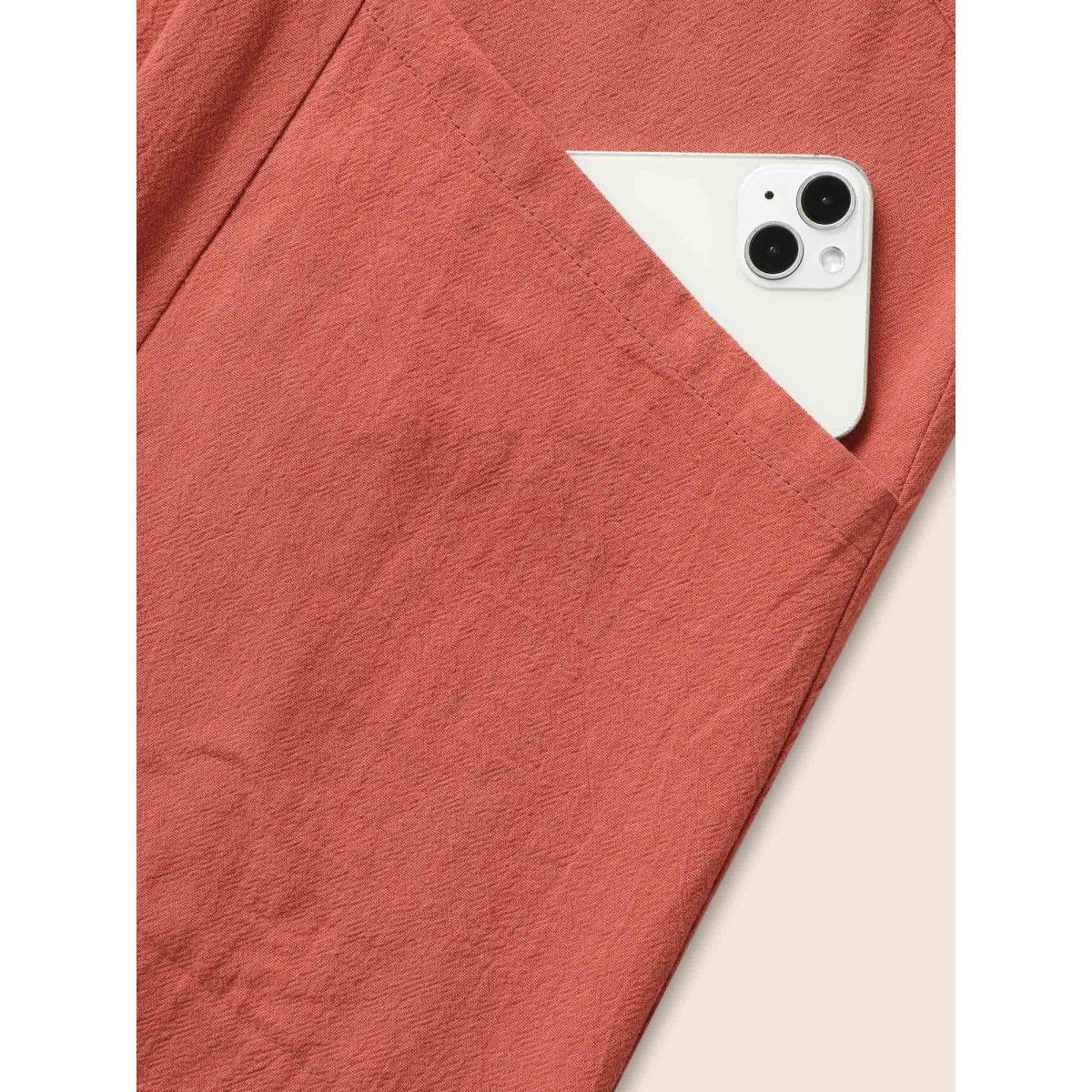 Plus Size Solid Pleated Hem Pocket Tie Shoulder Overall Dress Rust Women Casual Pleated Spaghetti Strap Sleeveless Curvy Knee Dress BloomChic 26/4X Product Image