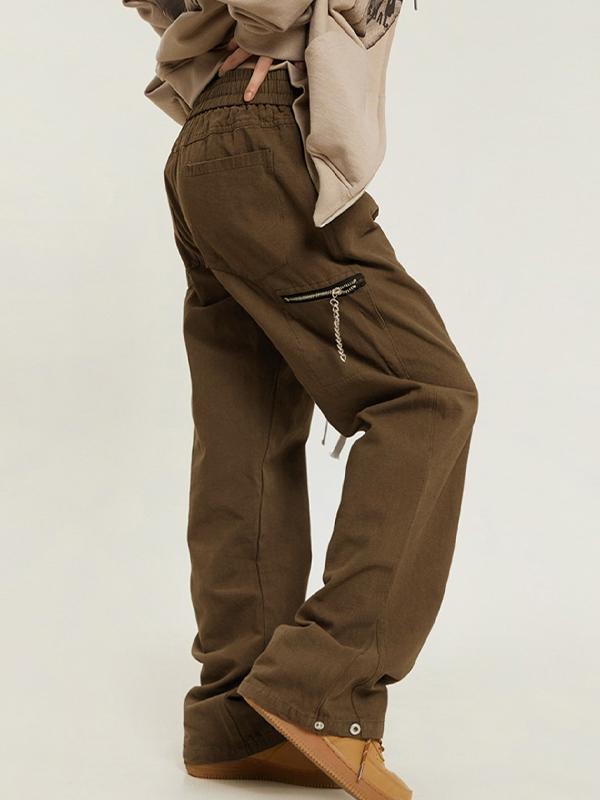 Casual Zipper Decor Cargo Pants Product Image