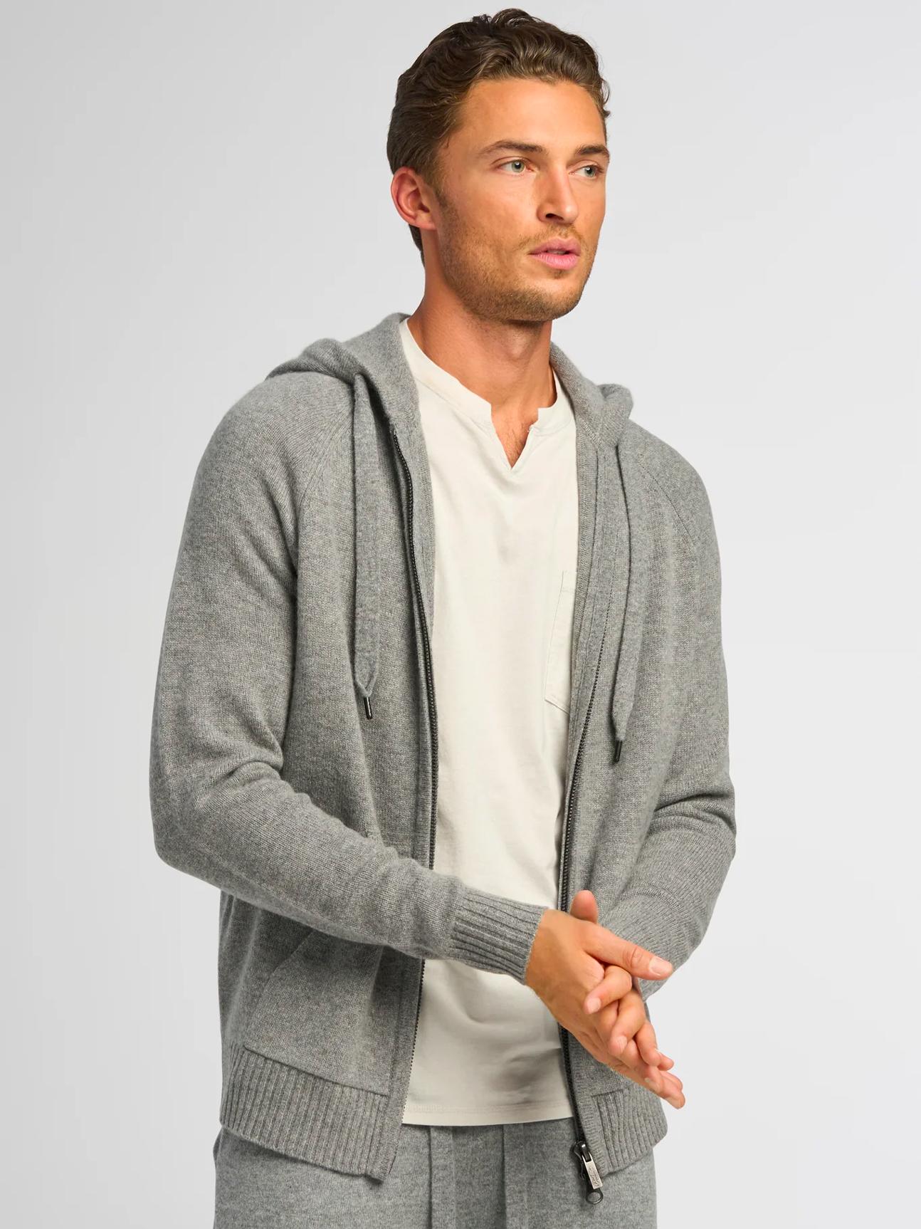 Good Man Brand Full Zip Sweater- Heather Grey Product Image