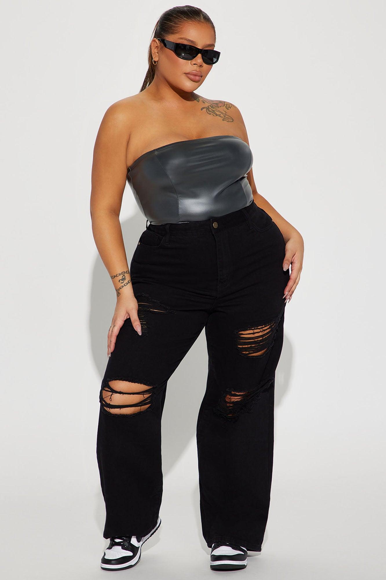 Whatever You Say Ripped Wide Leg Jean - Black Product Image