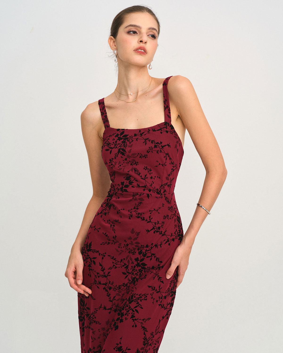 Red Floral Sleeveless Maxi Dress Product Image