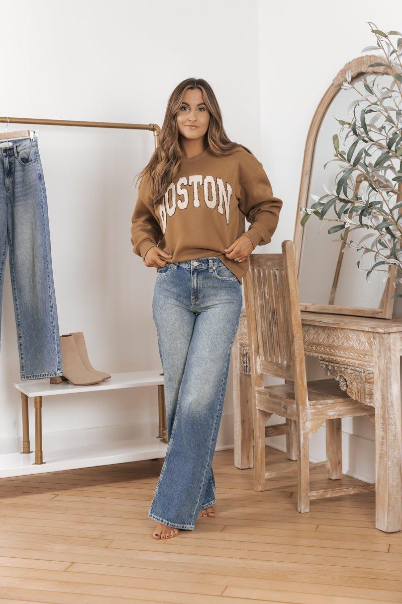 Free People Medium Wash Tinsley Baggy High Rise Jeans - FINAL SALE Product Image