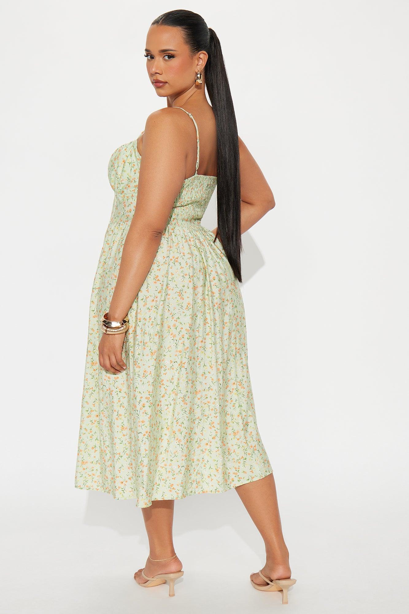 Ditsy Daisy Floral Midi Dress - Sage/combo Product Image