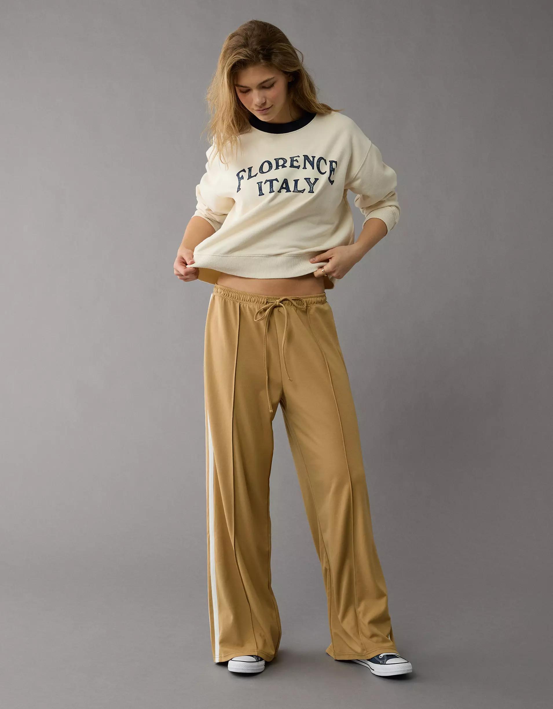 AE Stretch High-Waisted Wide-Leg Track Pant Product Image
