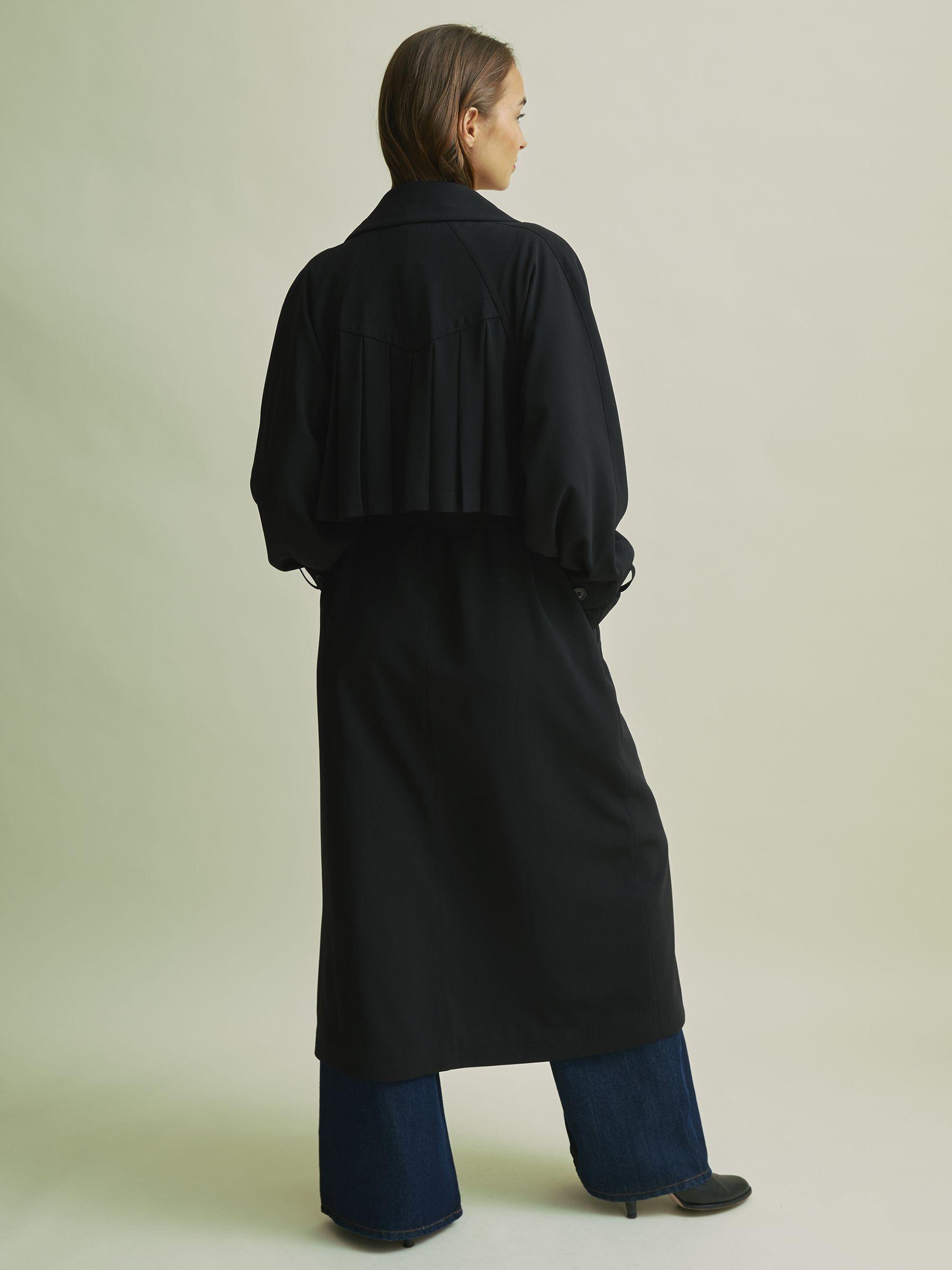 Florere Double Breasted Belted Trench Coat in Black Product Image