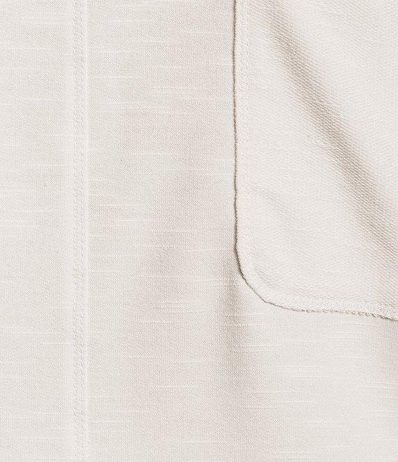 Nurture Petite French Terry Lace & Rib V-Neck Drop Shoulder Front Pocket Knit Pullover Product Image