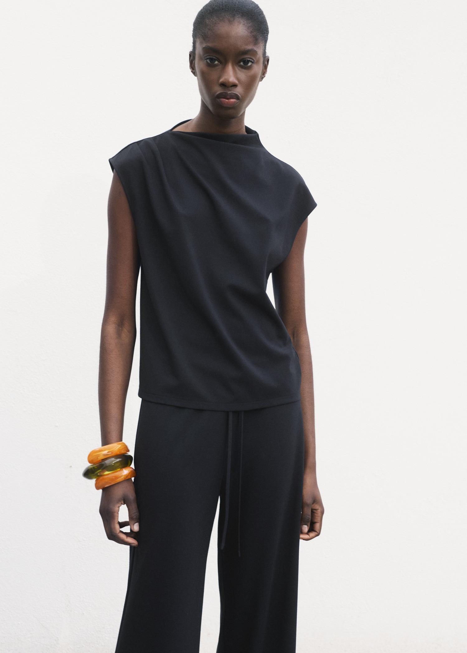 Wide-leg pants with elastic waist - Women | MANGO USA Product Image