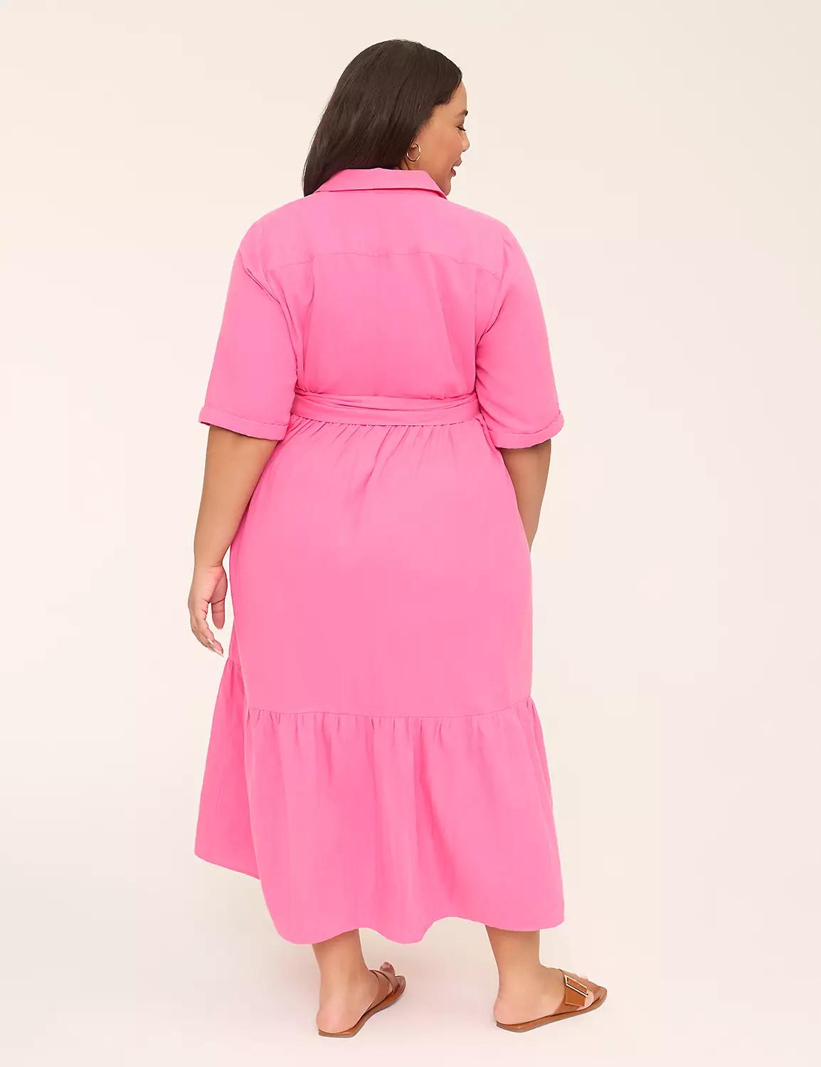 Tie-Waist Button-Front Maxi Dress Product Image