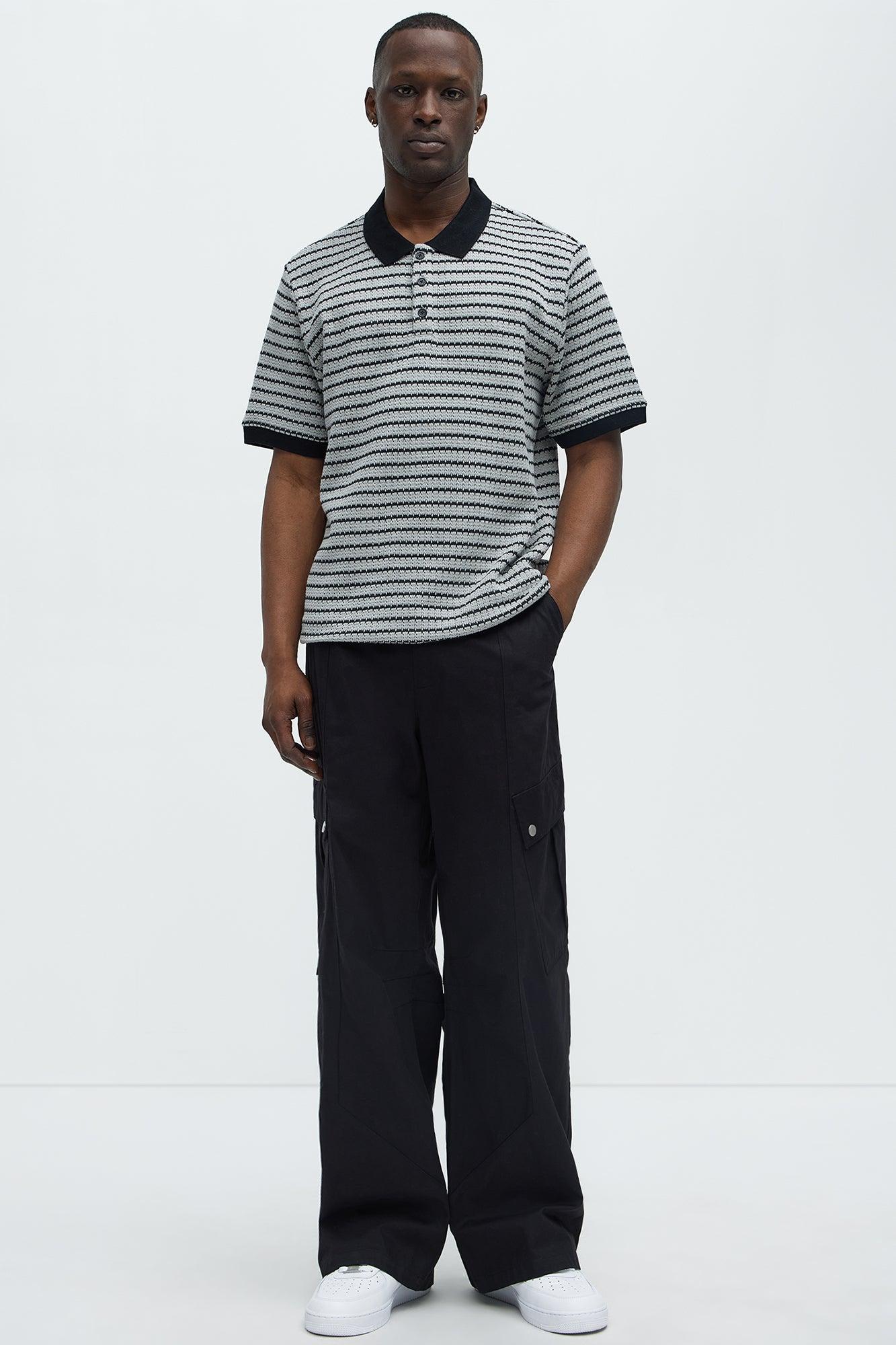 Blake Textured Striped Polo - Grey/combo Product Image