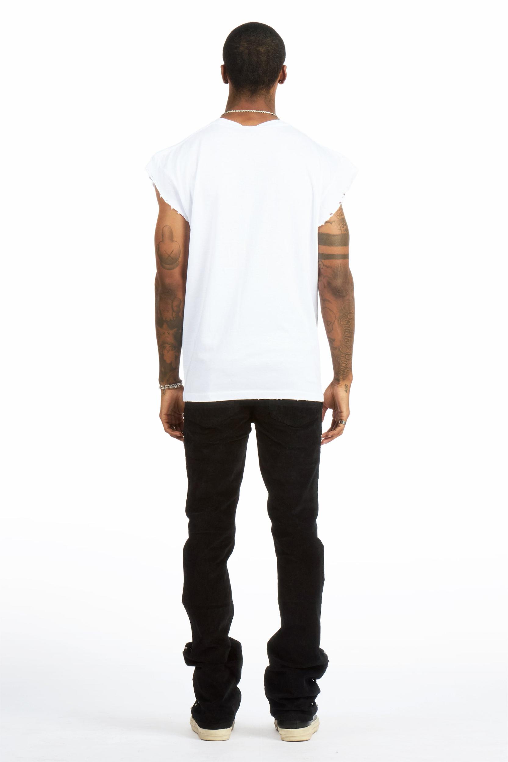 Vaile Jet Black Studded Stacked Flare Jean Male Product Image