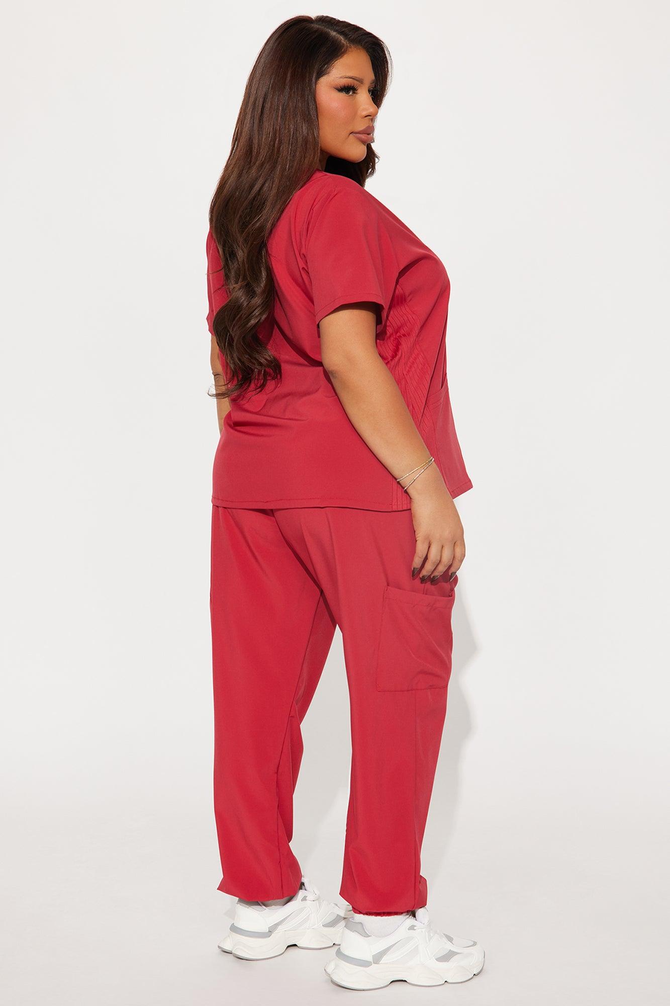 Wellness 4 Way Stretch Uniform Scrub Jogger Set - Raspberry Product Image