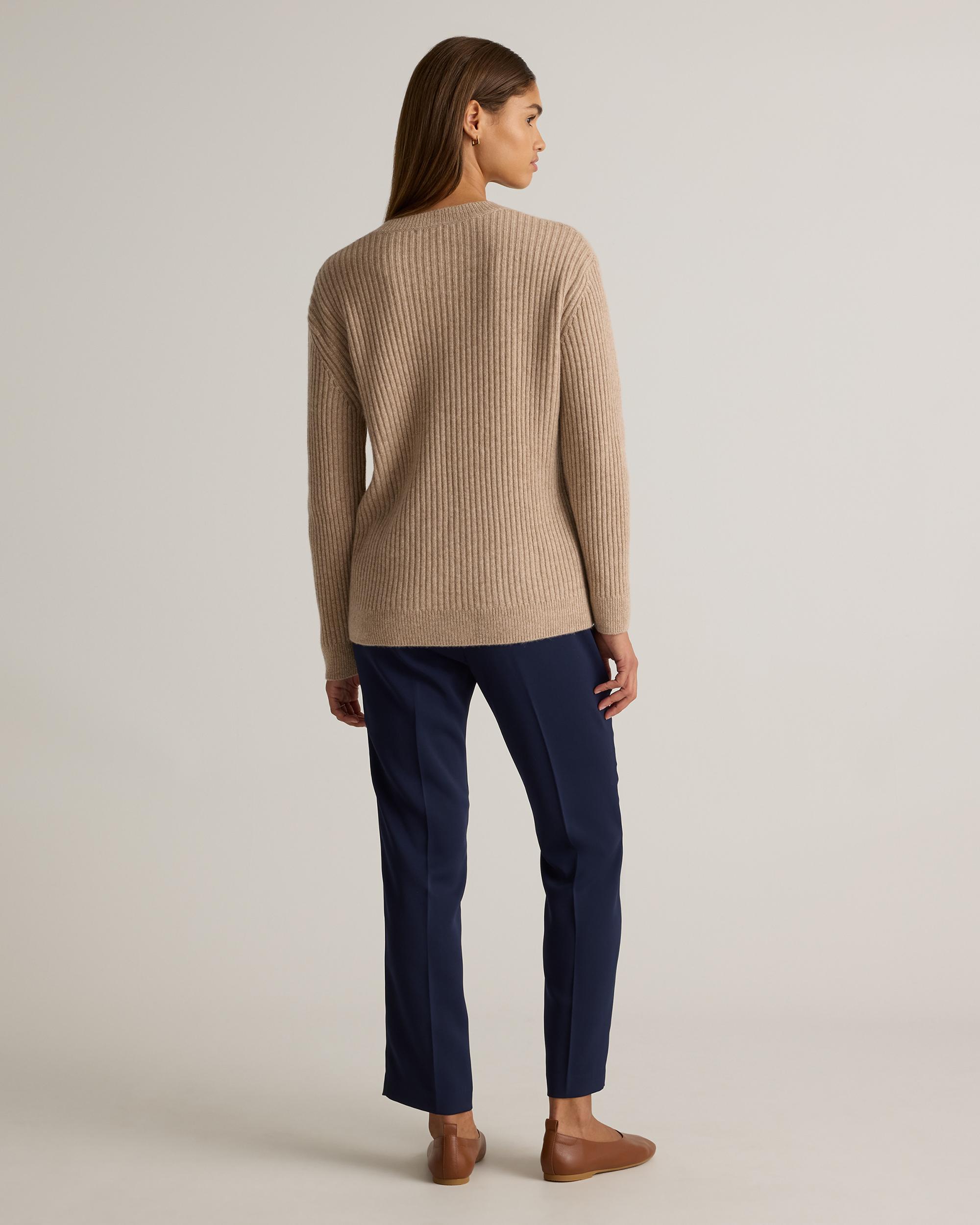 Quince | Women's Mongolian Cashmere Relaxed Wide-Rib Crewneck Sweater Product Image
