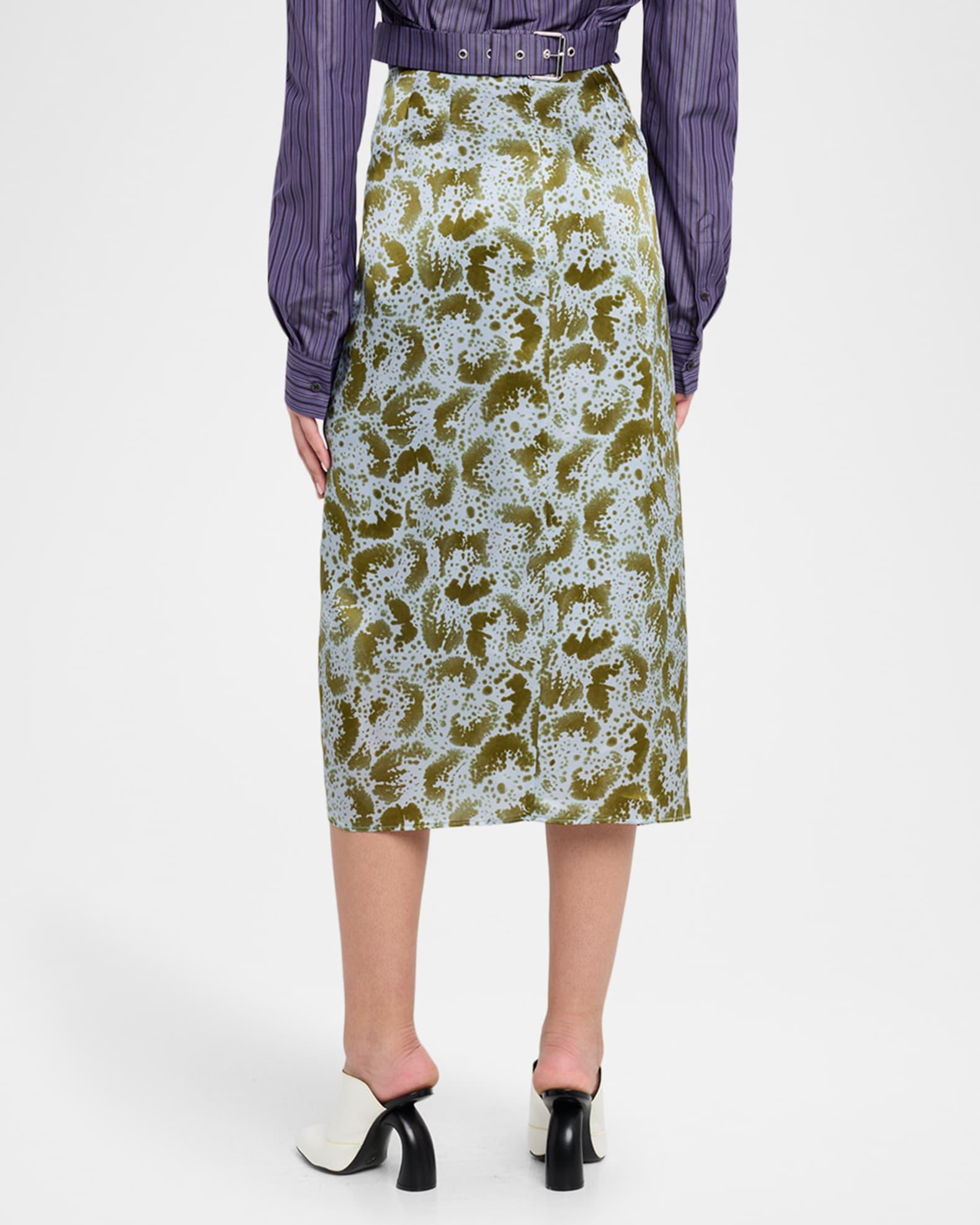 Sampa Orchid-Print Draped Silk Midi Skirt Product Image