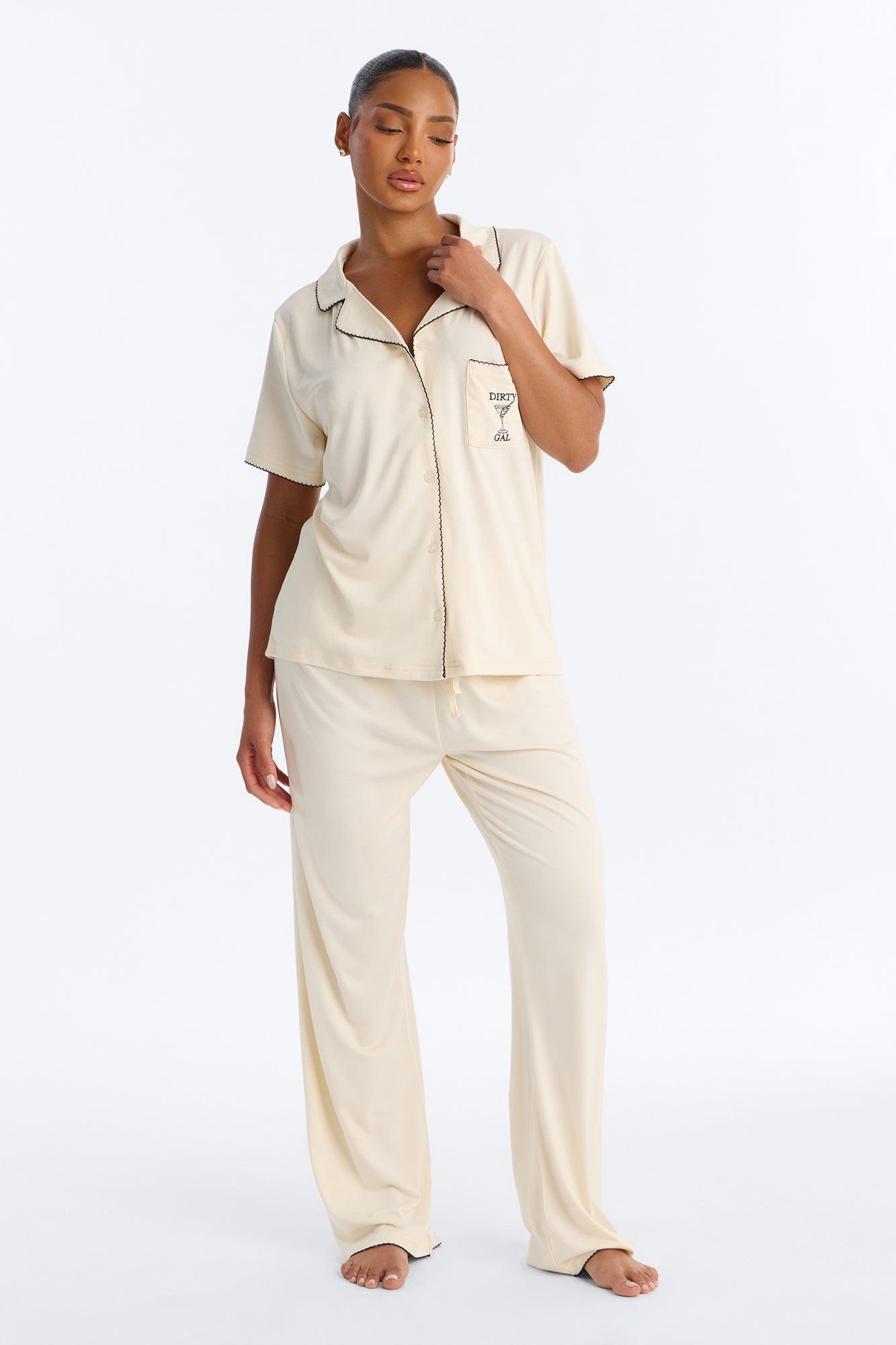She Likes It Dirty PJ Pant Set - Cream/combo Female Product Image