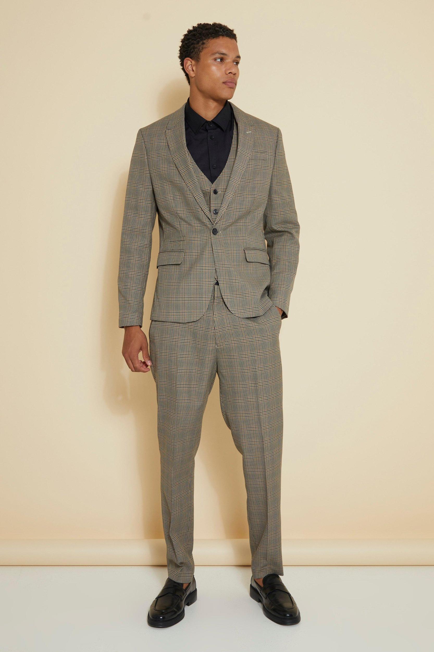 Slim Single Breasted Plaid Suit Jacket | boohooMAN USA Product Image