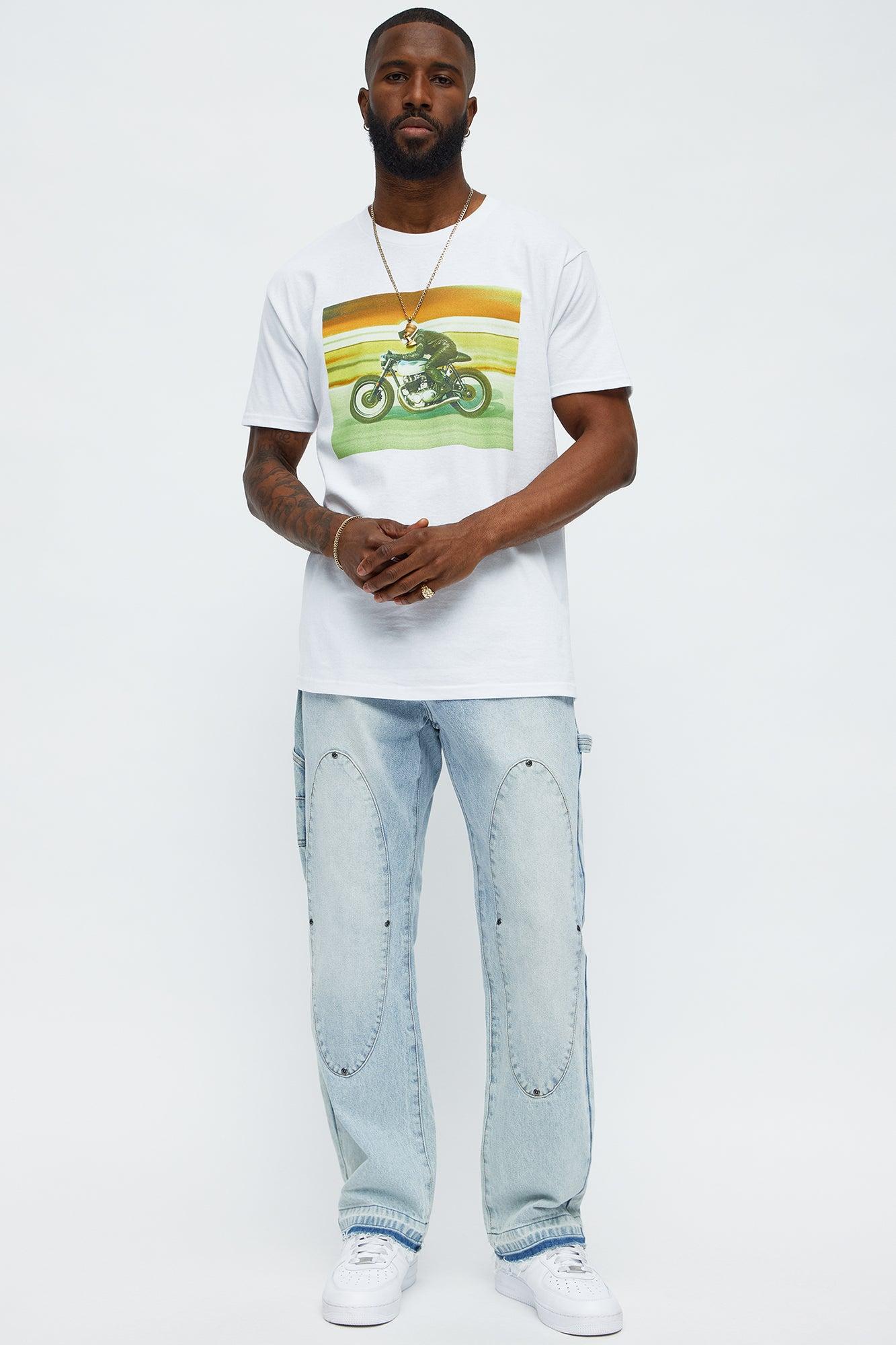 Cafe Racing Demon Short Sleeve Tee - White Male Product Image