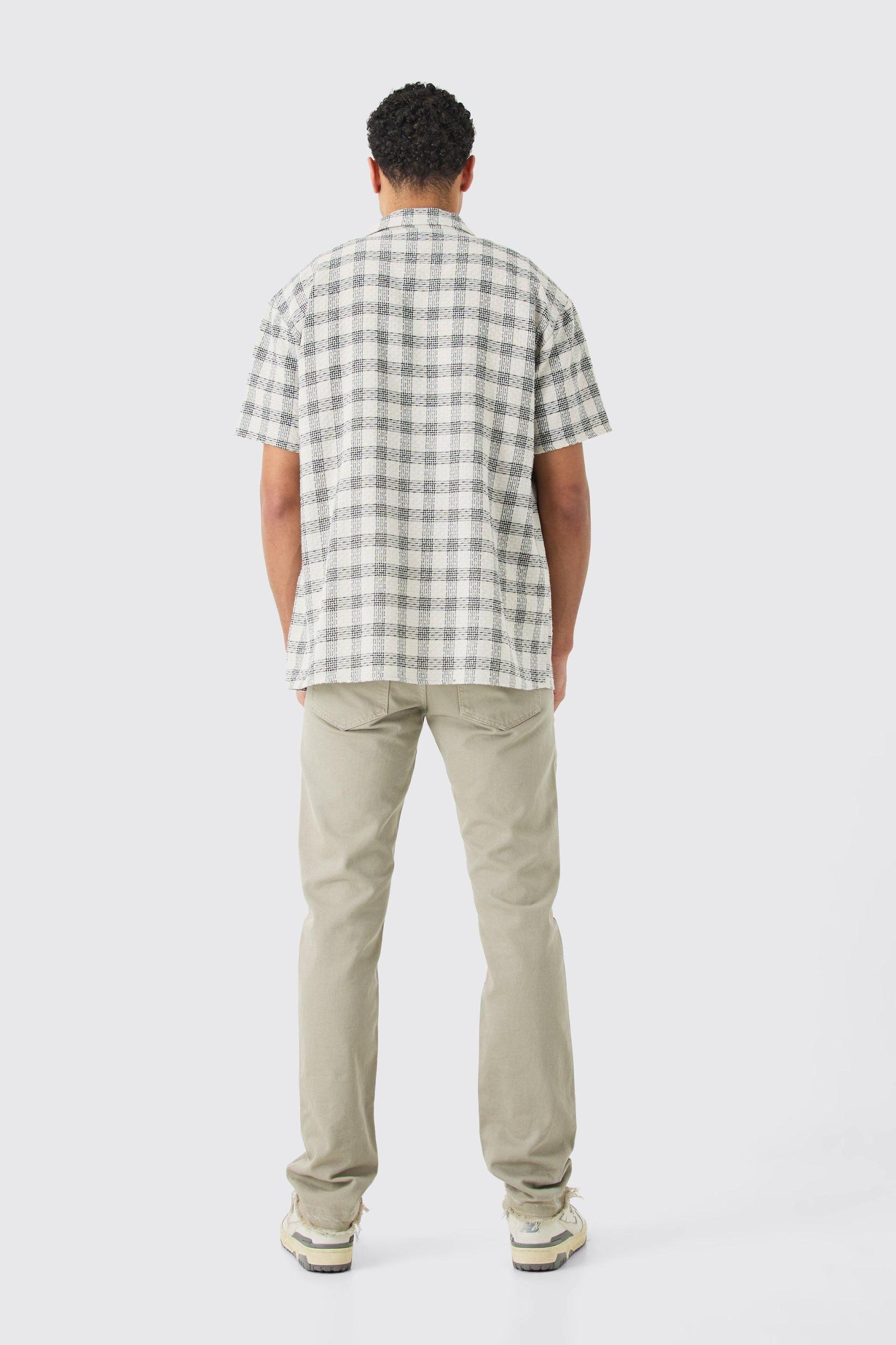 Oversized Textured Contrast Flannel Shirt | boohooMAN USA Product Image