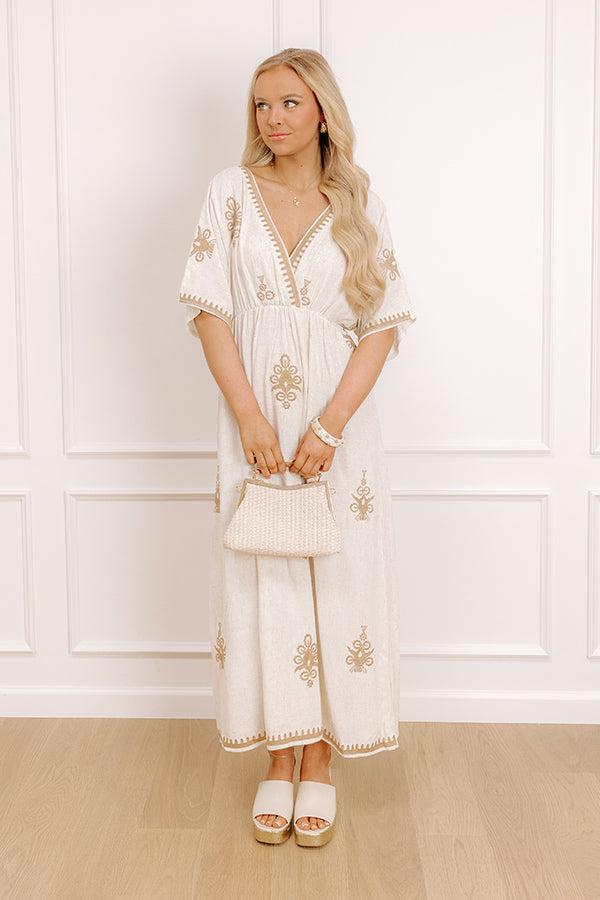 Island Oasis Linen-Blend Embroidered Midi Dress Product Image