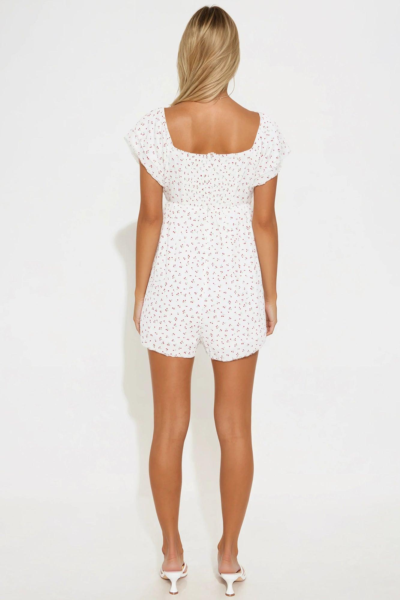 Cherry On Top Gauze Romper - White/combo Product Image