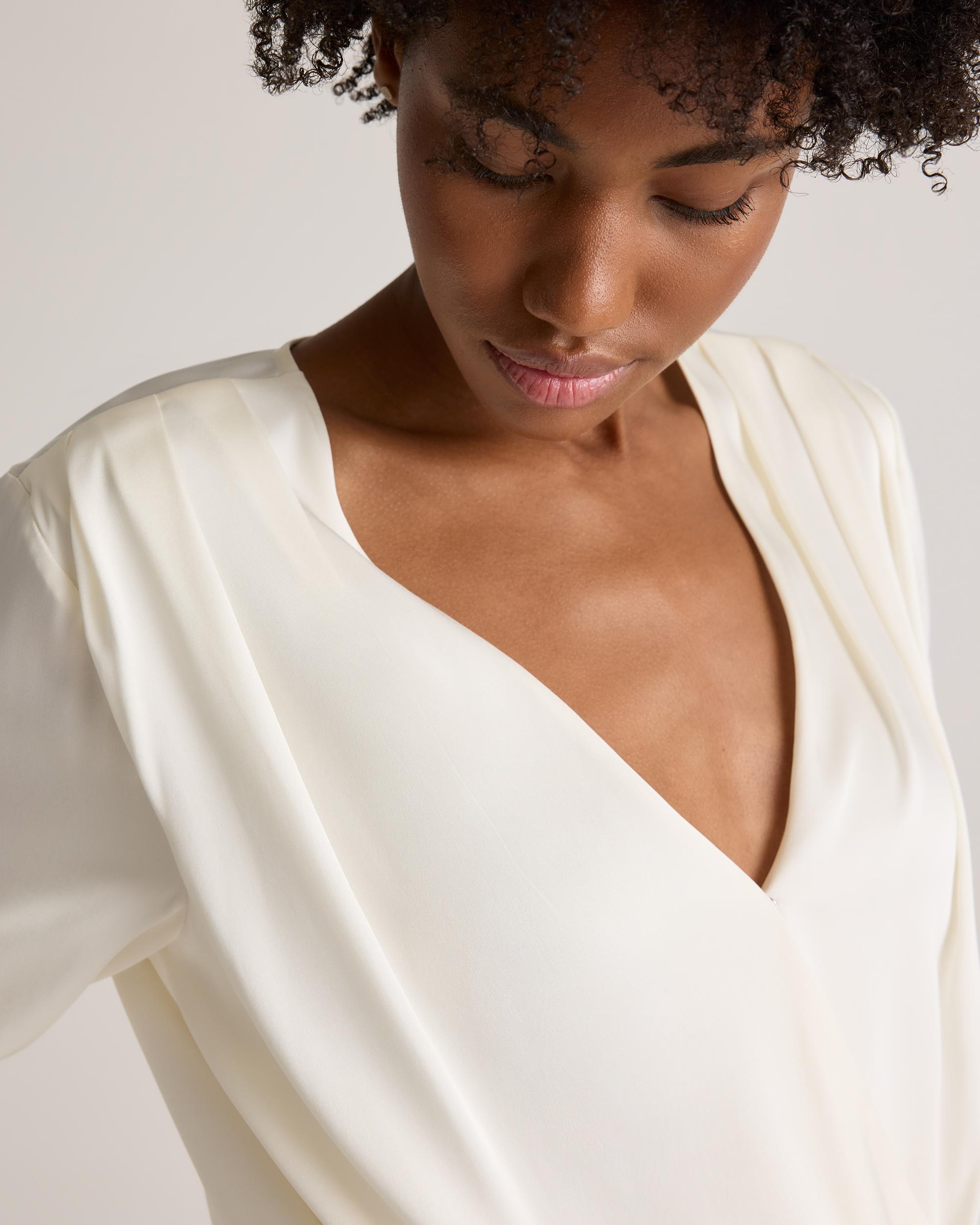 Quince | Women's Washable Stretch Silk Surplice Bodysuit Product Image