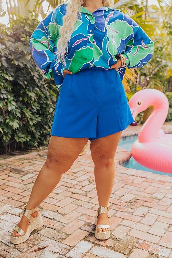Ready To Remix High Waist Shorts In Royal Blue Curves Product Image