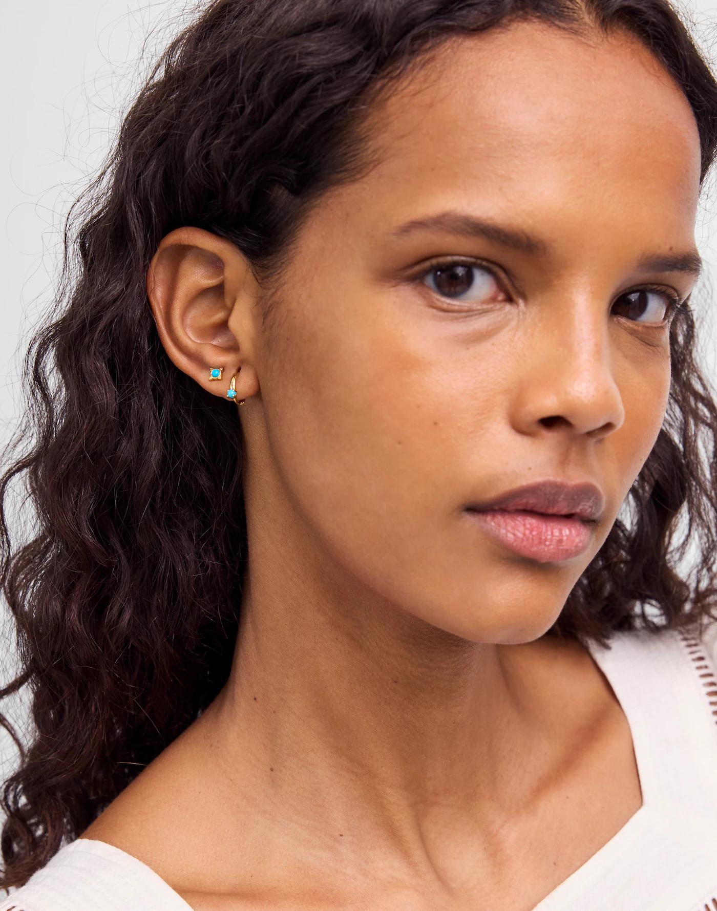 Demi-Fine Turquoise Dotted Stud Earrings Product Image