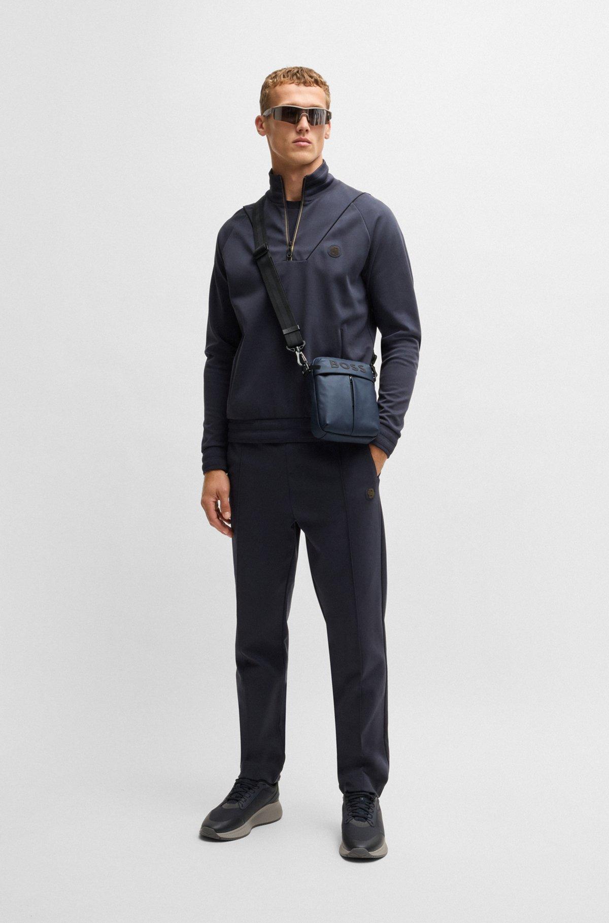 Faux-leather reporter bag with tonal logo Product Image