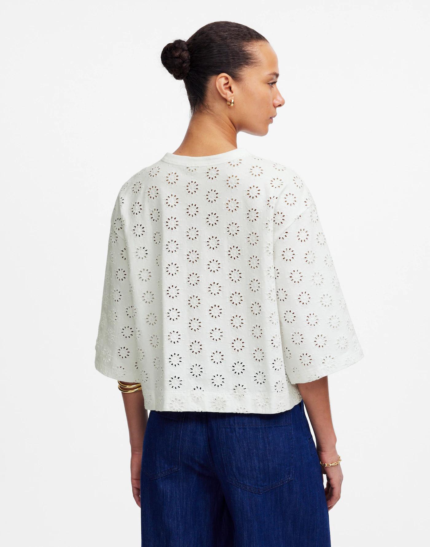 Embroidered Wide-Sleeve Boxy Tee Product Image